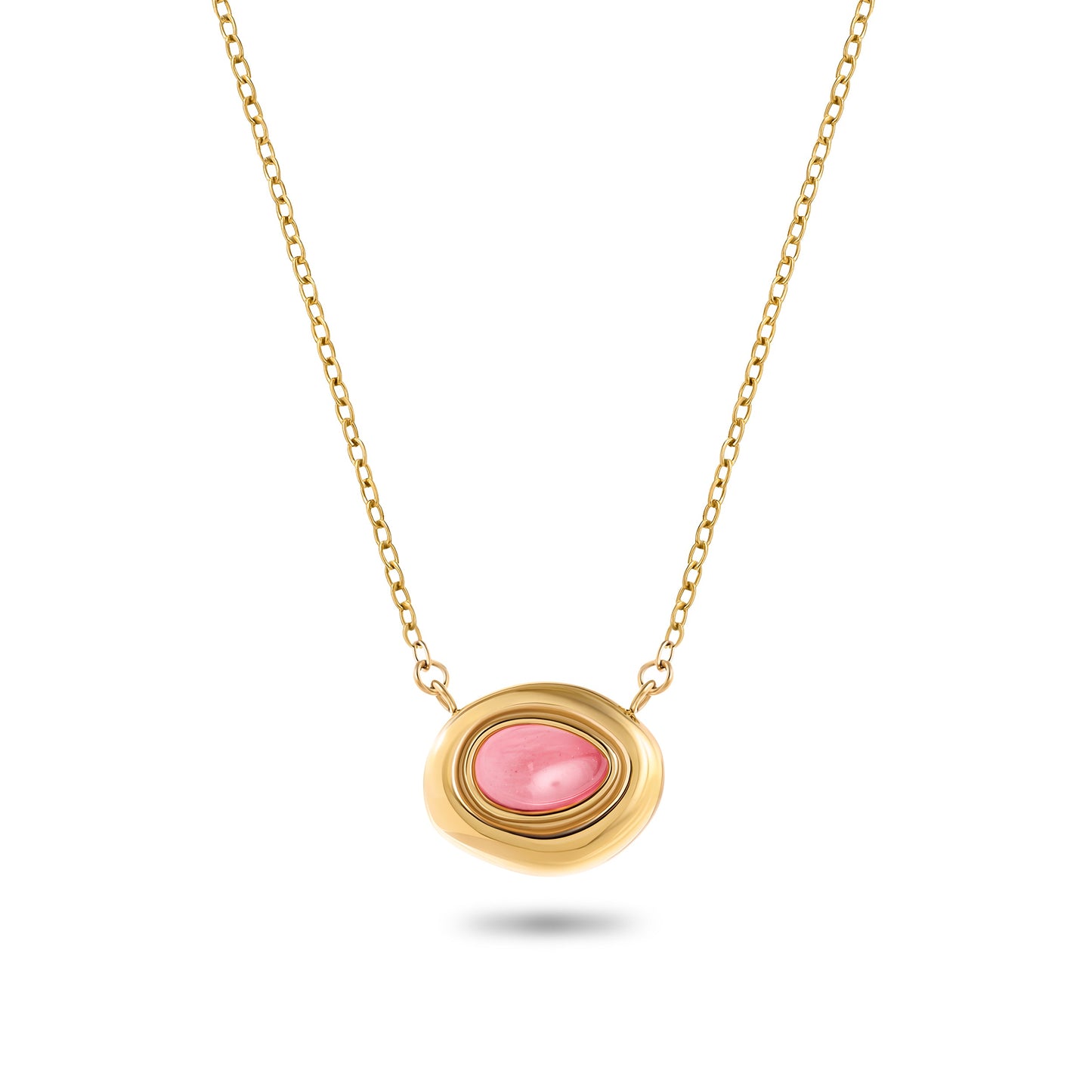 Pink Quartz Molten Necklace (Gold)
