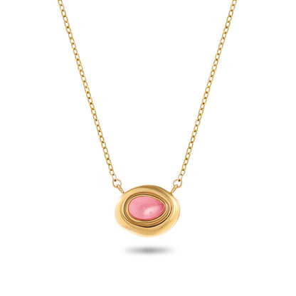Pink Quartz Molten Necklace (Gold)