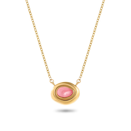 Pink Quartz Molten Necklace (Gold)
