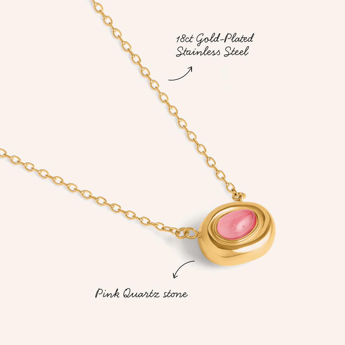 Pink Quartz Molten Necklace (Gold)