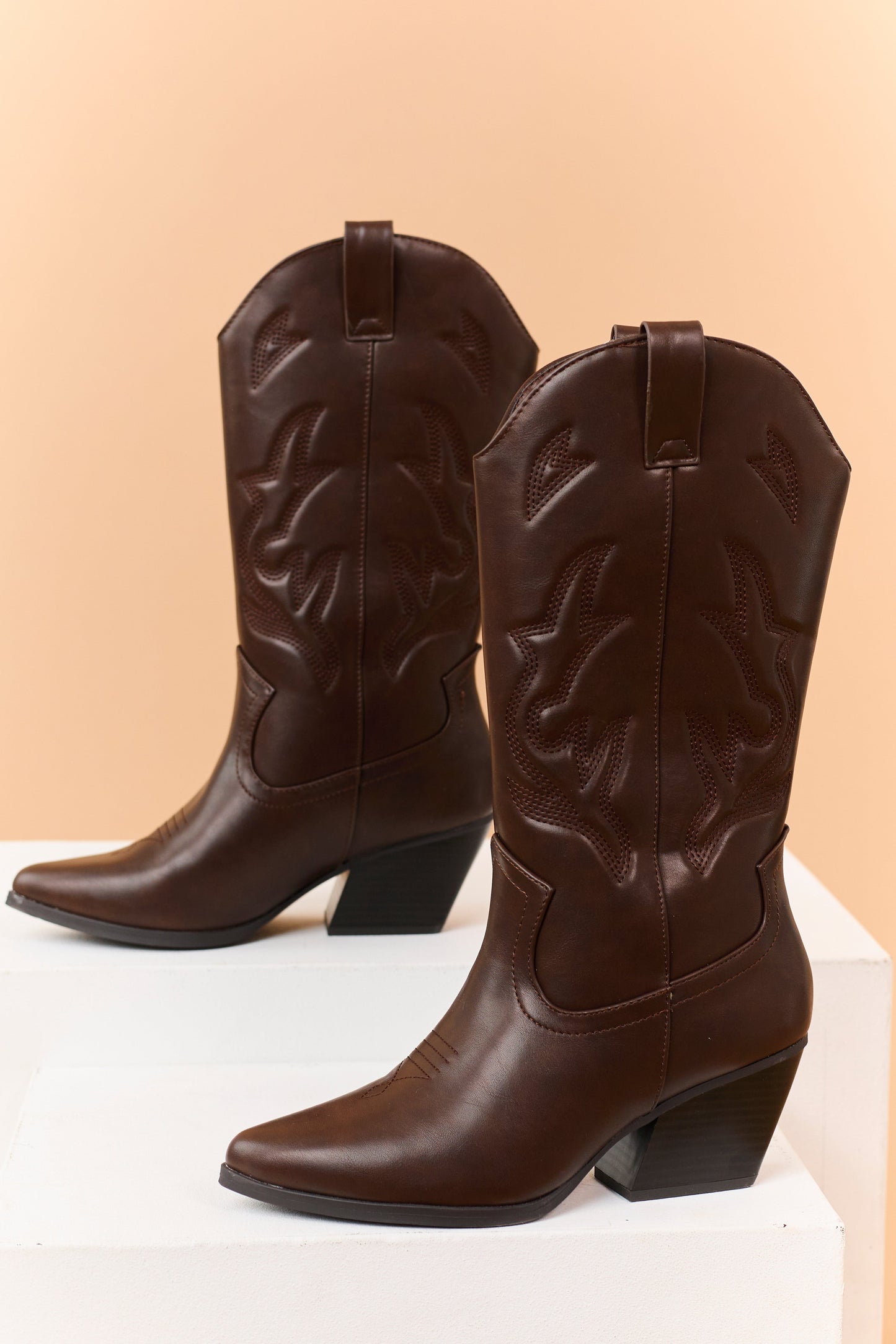 Chocolate Western Embroidered Cowboy Boots