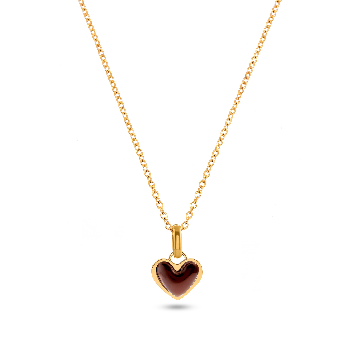 Chocolate Brown Heart Necklace (Gold)