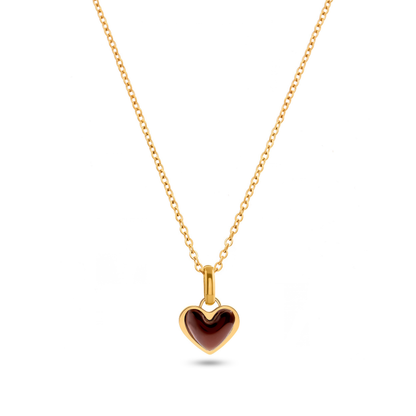 Chocolate Brown Heart Necklace (Gold)