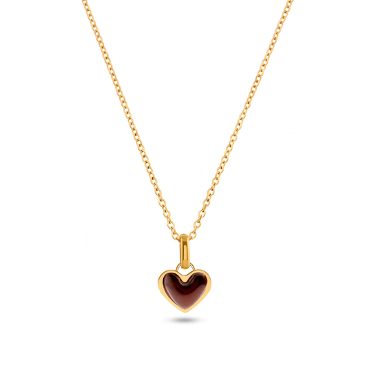 Chocolate Brown Heart Necklace (Gold)