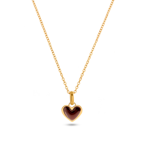 Chocolate Brown Heart Necklace (Gold)