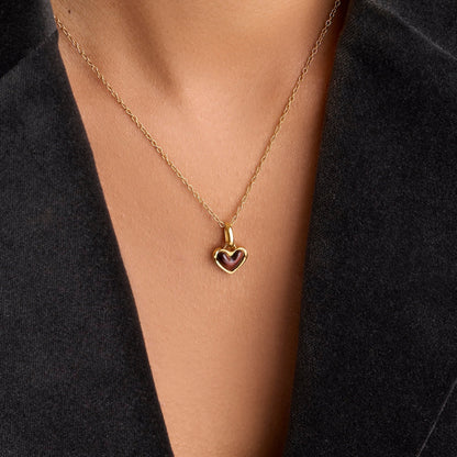 Chocolate Brown Heart Necklace (Gold)