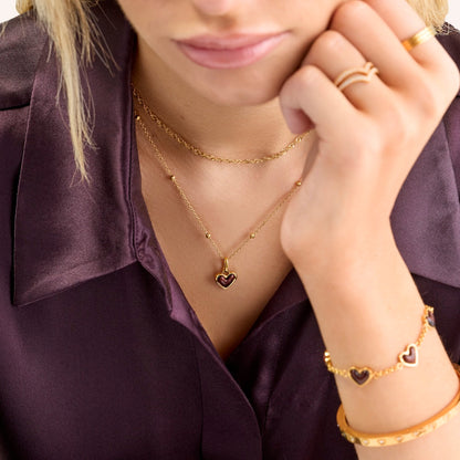 Chocolate Brown Heart Necklace (Gold)