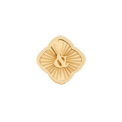 Rosette Textured Clover Charms (Gold) - Initials