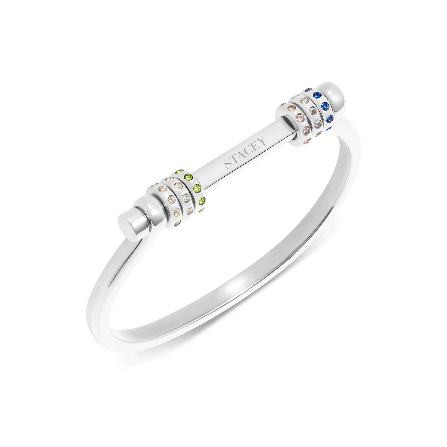 Personalised Confetti Charm Bangle (Silver)