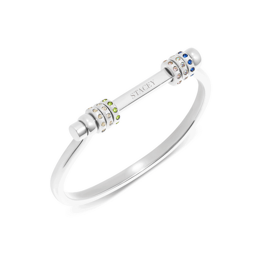 Personalised Confetti Charm Bangle (Silver)