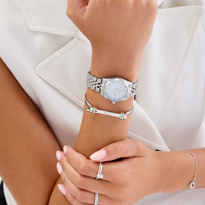 Personalised Confetti Charm Bangle (Silver)
