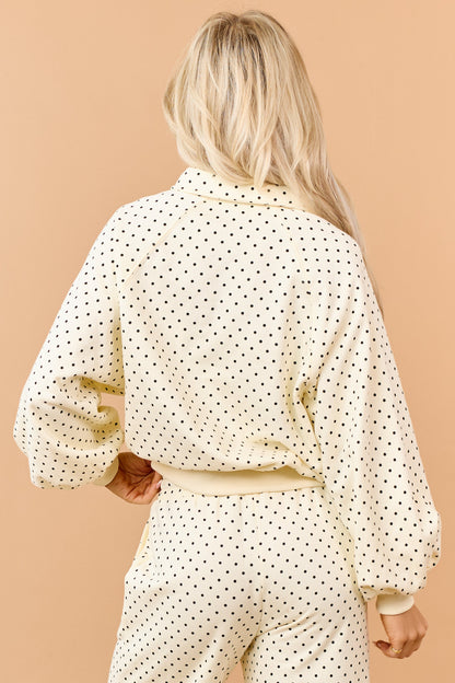 Cream and Black Polka Dot Relaxed Sweatshirt