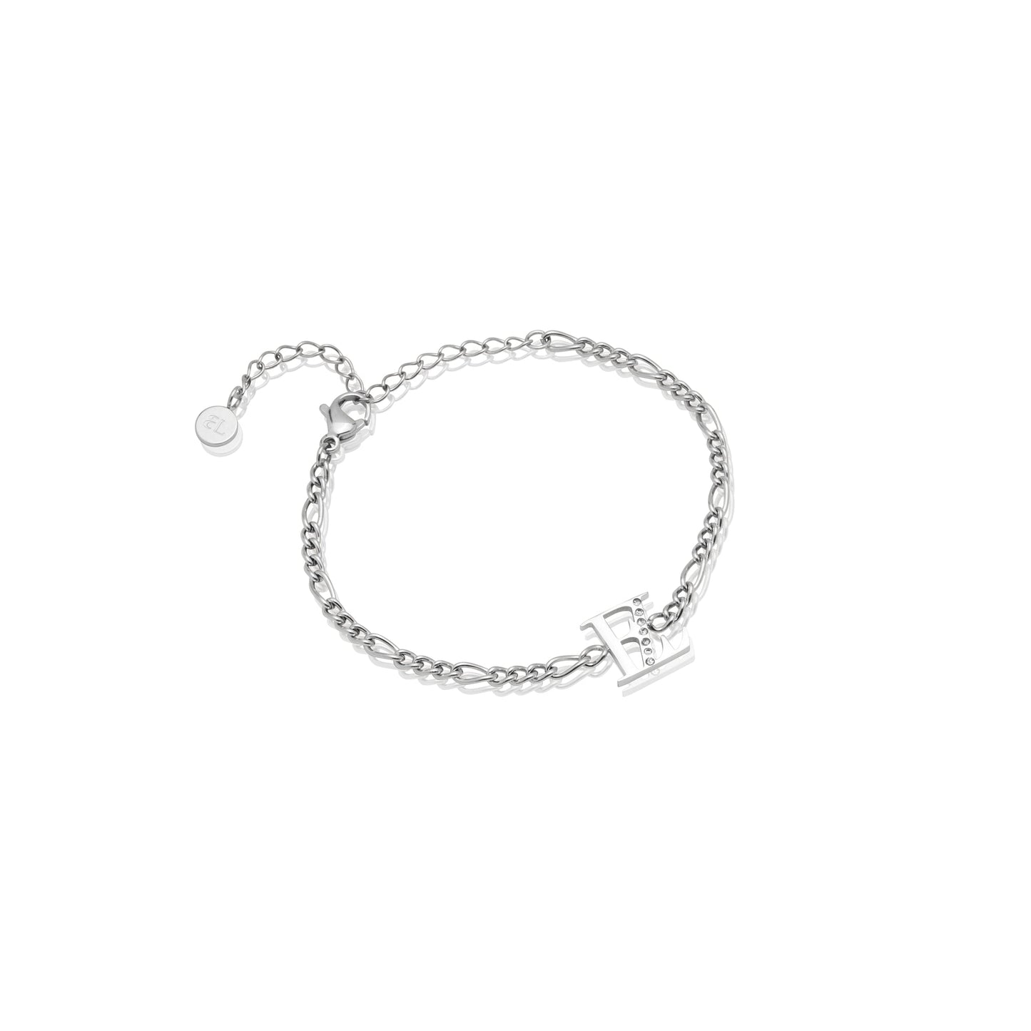 Double Initial Crystal Bracelet (Silver)