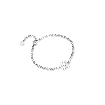 Double Initial Crystal Bracelet (Silver)