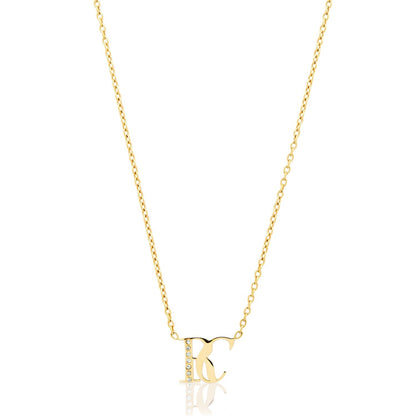 Double Initial Crystal Necklace (Gold)