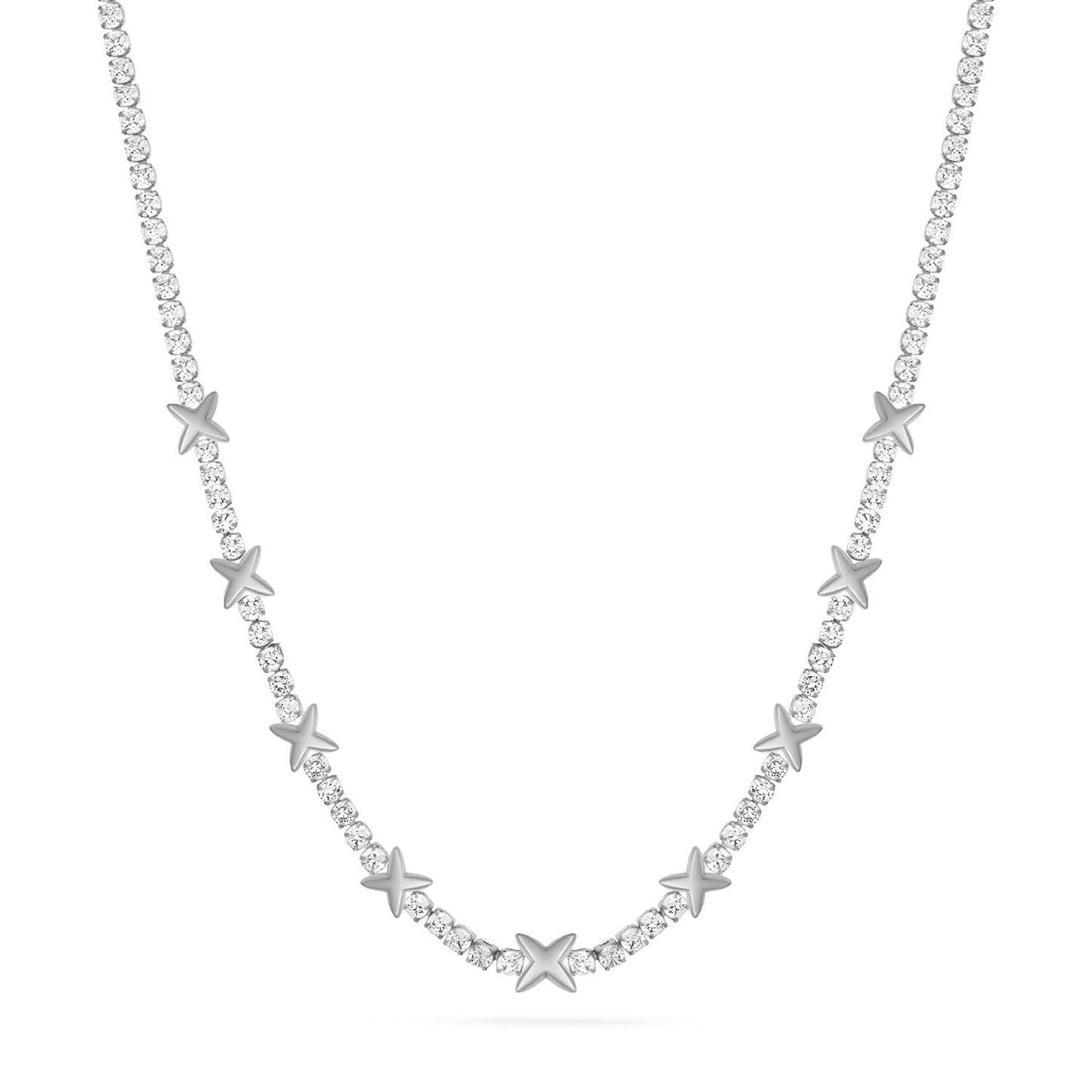 Crystal Fixed Charm Necklace (Silver)