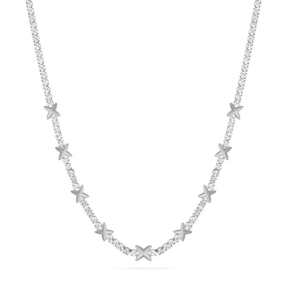 Crystal Fixed Charm Necklace (Silver)