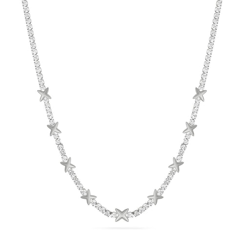 Crystal Fixed Charm Necklace (Silver)