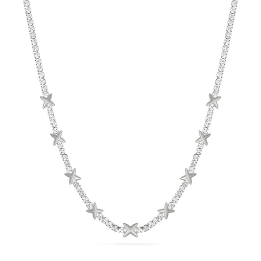 Crystal Fixed Charm Necklace (Silver)
