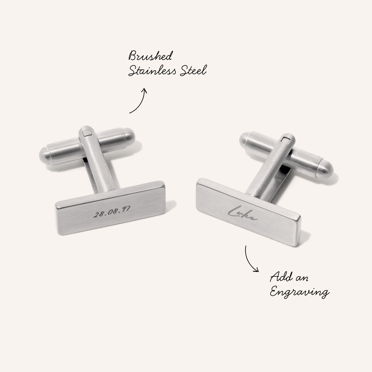 Knife Edge Rectangular Engravable Cufflinks (Silver)