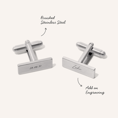 Knife Edge Rectangular Engravable Cufflinks (Silver)