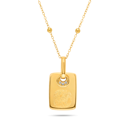 Fingerprint Written In The Stars Tag Necklace (Gold)