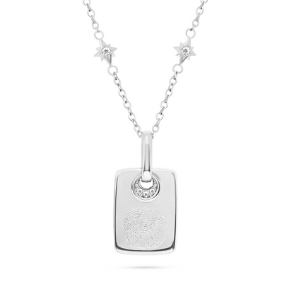 Fingerprint Written In The Stars Tag Necklace (Silver)