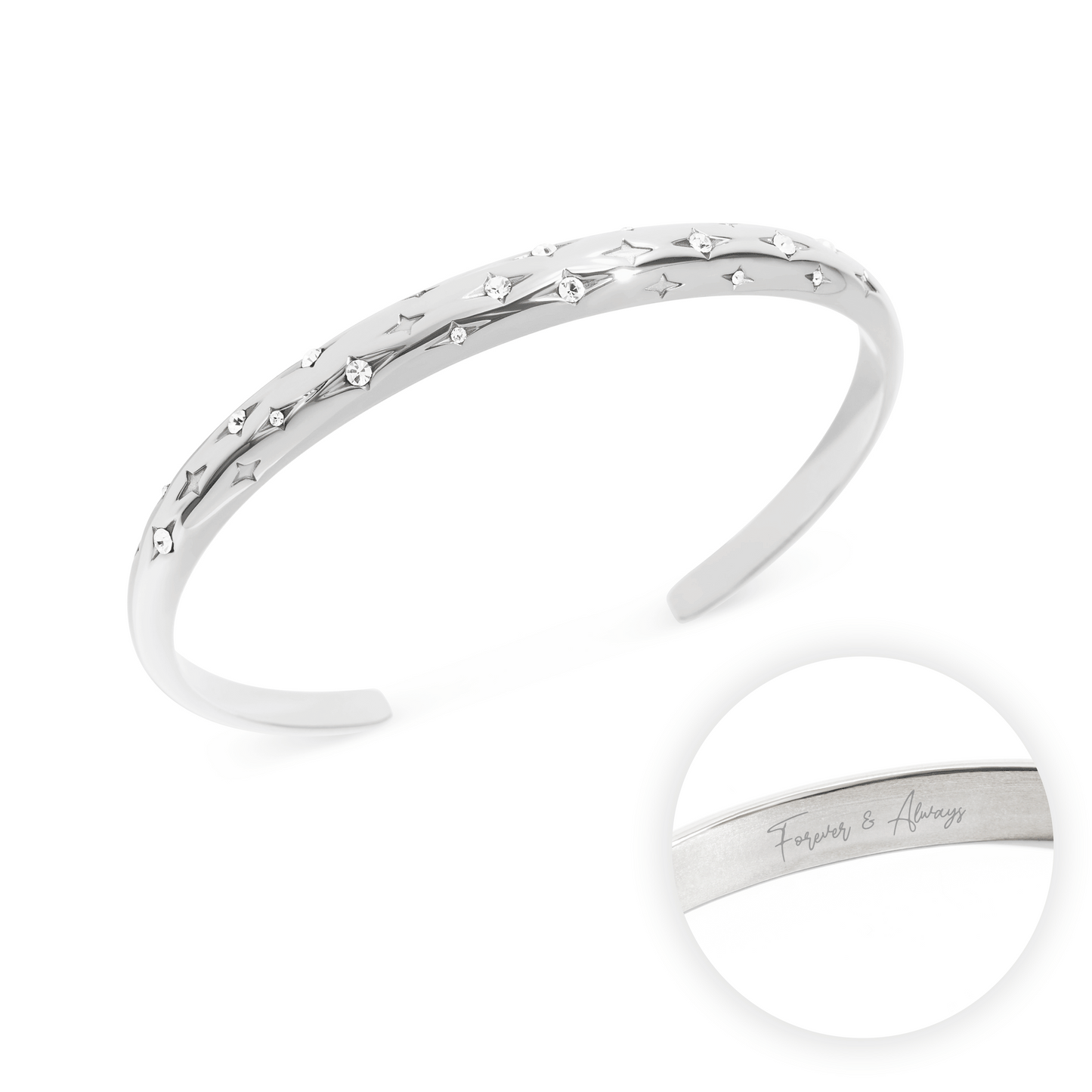 Custom Moon and Back Bangle (Silver)