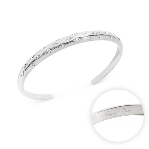 Custom Moon and Back Bangle (Silver)