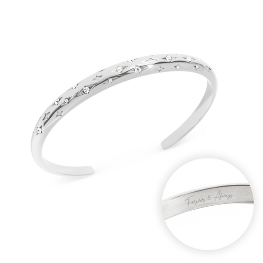 Custom Moon and Back Bangle (Silver)