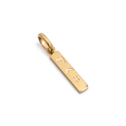 Custom Stamped Bar Pendant Necklace (Gold)