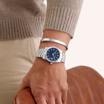 Custom Fingerprint Memento Cuff Bangle (Silver)