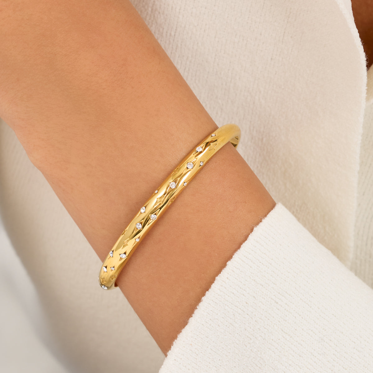 Custom Moon and Back Bangle (Gold)