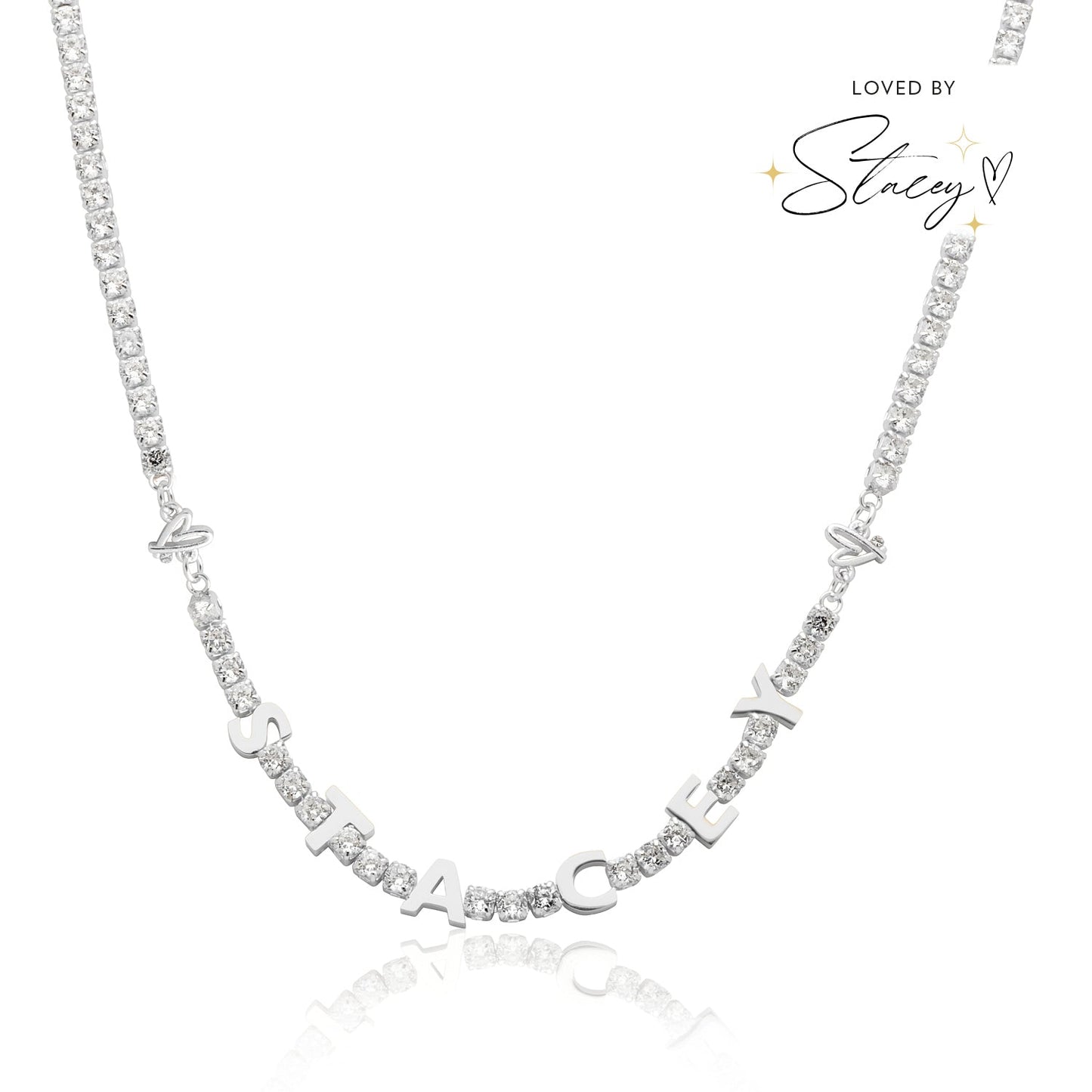 Custom Name Tennis Necklace (Silver)