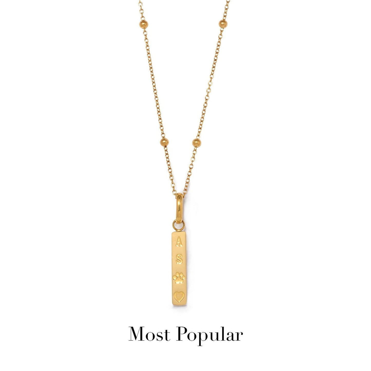 Custom Stamped Bar Pendant Necklace (Gold)