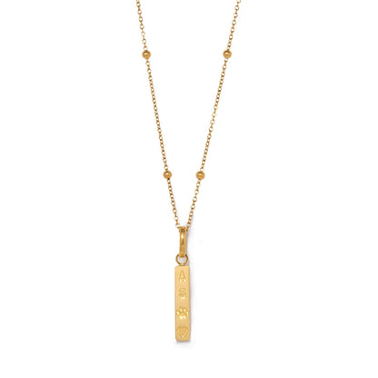Custom Stamped Bar Pendant Necklace (Gold)
