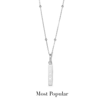 Custom Stamped Bar Pendant Necklace (Silver)