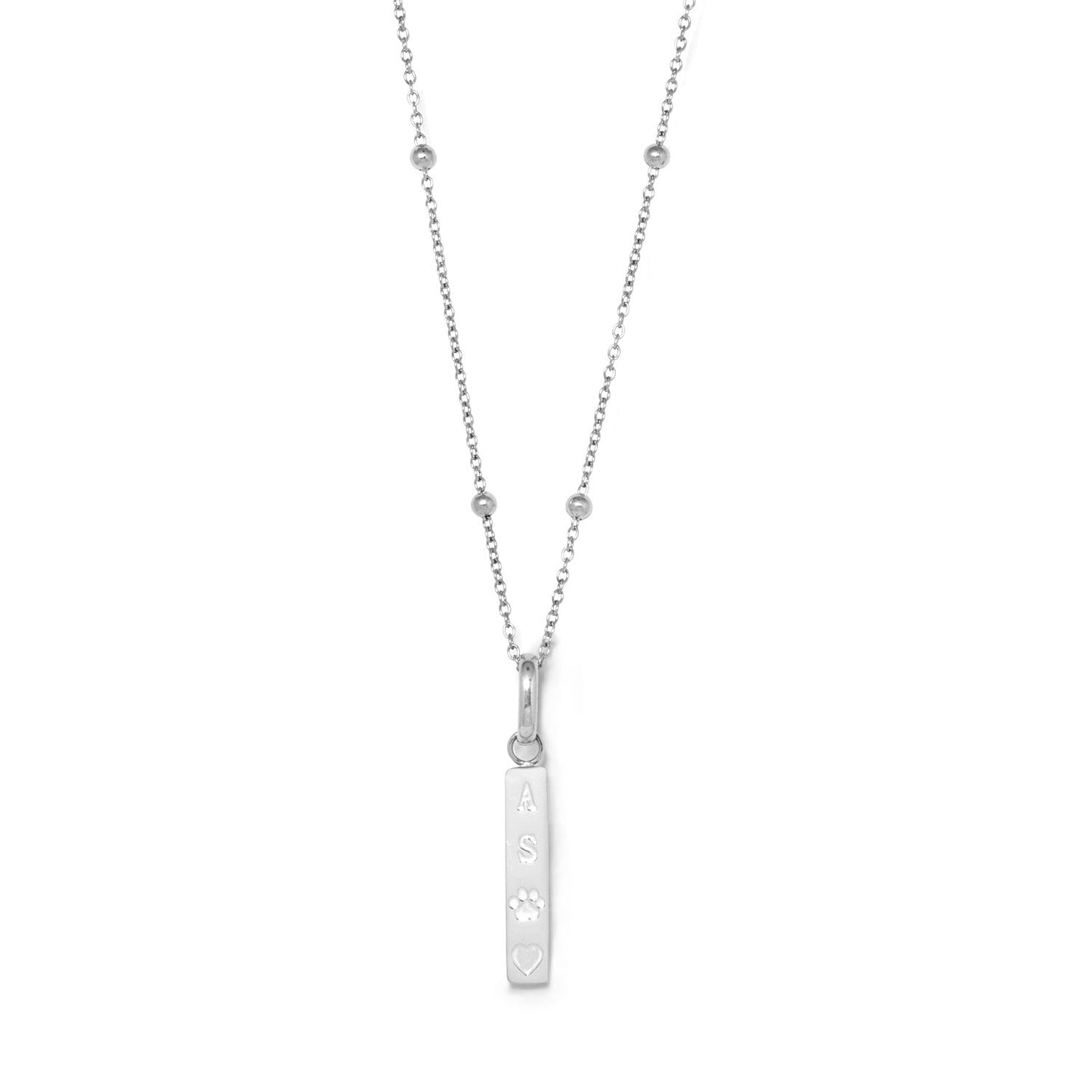 Custom Stamped Bar Pendant Necklace (Silver)