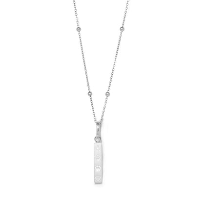 Custom Stamped Bar Pendant Necklace (Silver)