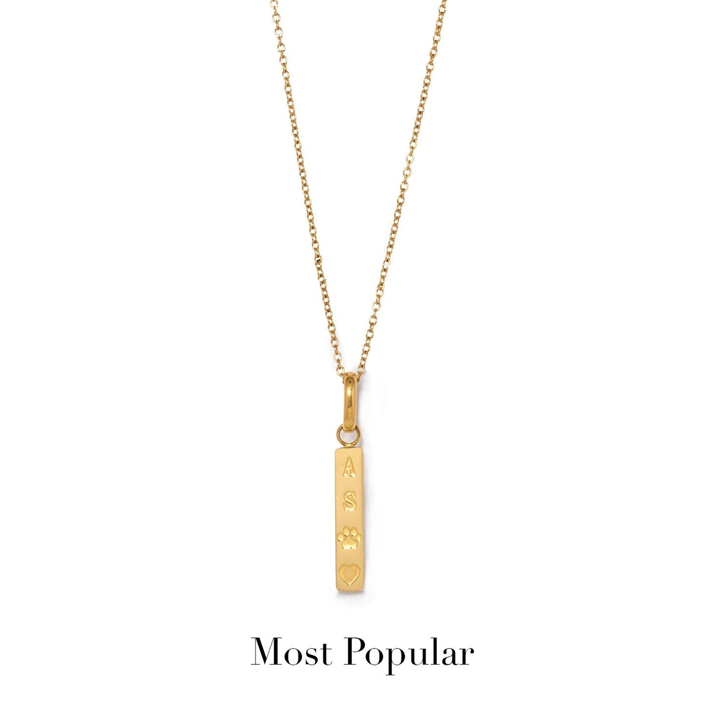 Custom Stamped Bar Pendant Necklace (Gold)