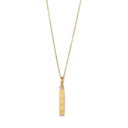 Custom Stamped Bar Pendant Necklace (Gold)