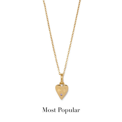 Custom Stamped Heart Pendant Necklace (Gold)