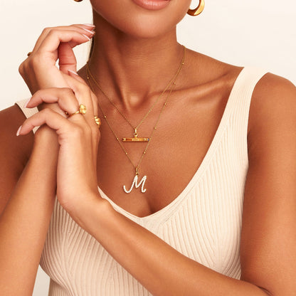 Custom Stamped T-Bar Necklace (Gold)