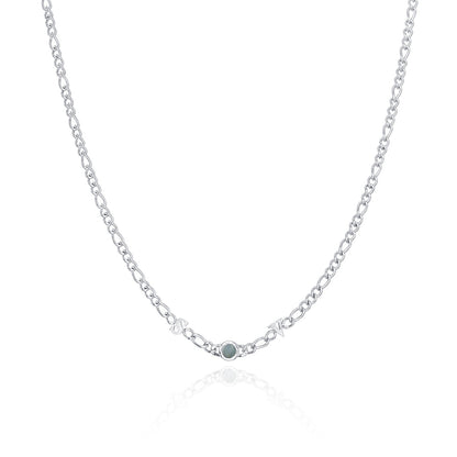 Made Mine Initials & Birthstone Necklace (Silver)