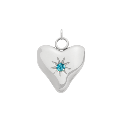 Molten Heart Birthstone Charm (Silver)