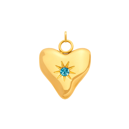 Molten Heart Birthstone Charm (Gold)