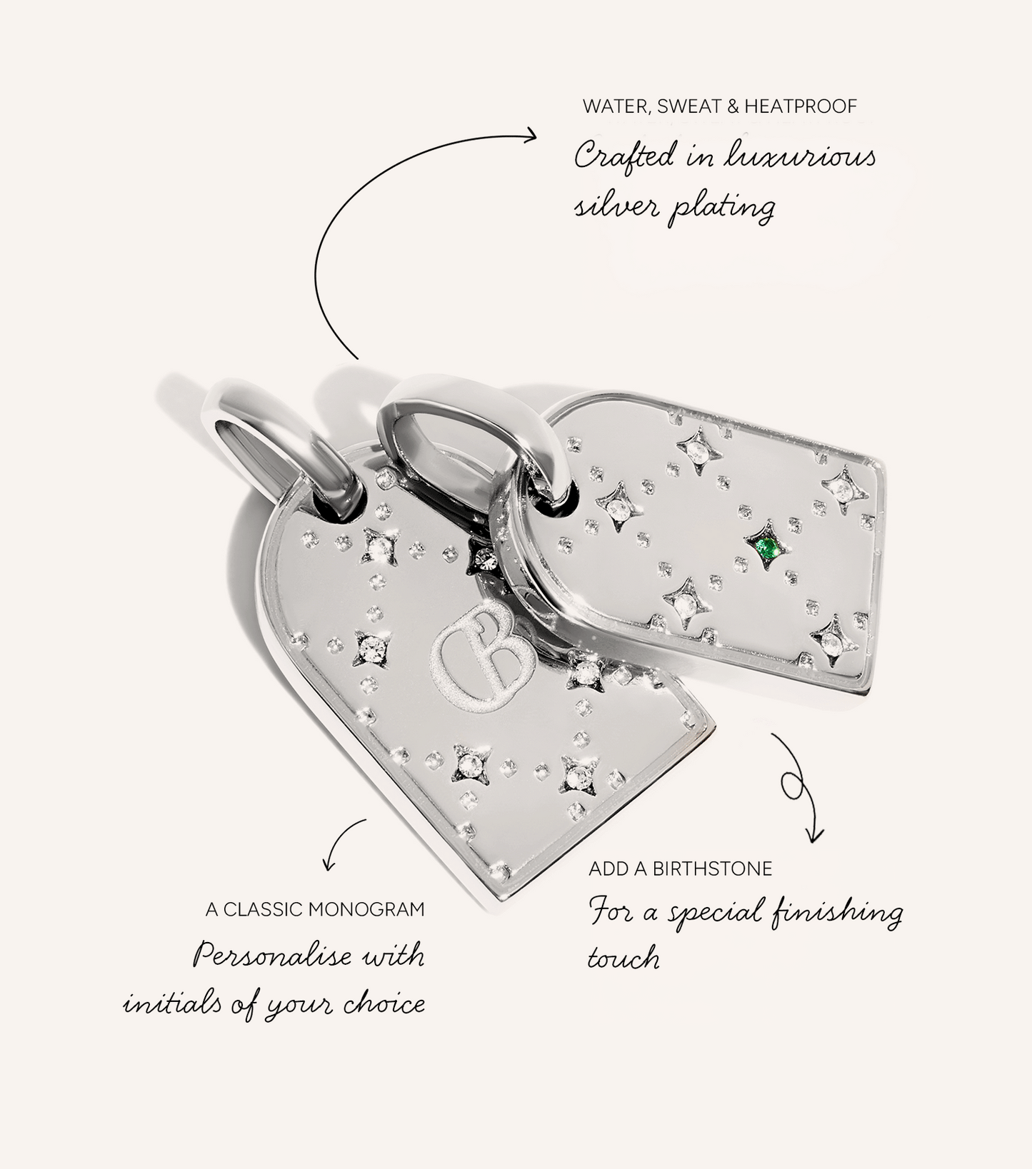 Double Monogram Necklace (Silver)