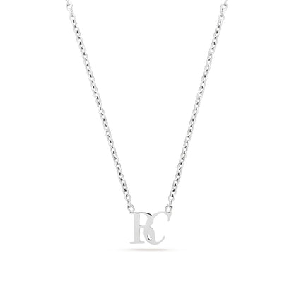 Mini Double Initial Necklace (Silver)