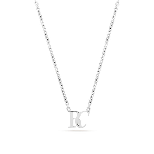 Mini Double Initial Necklace (Silver)