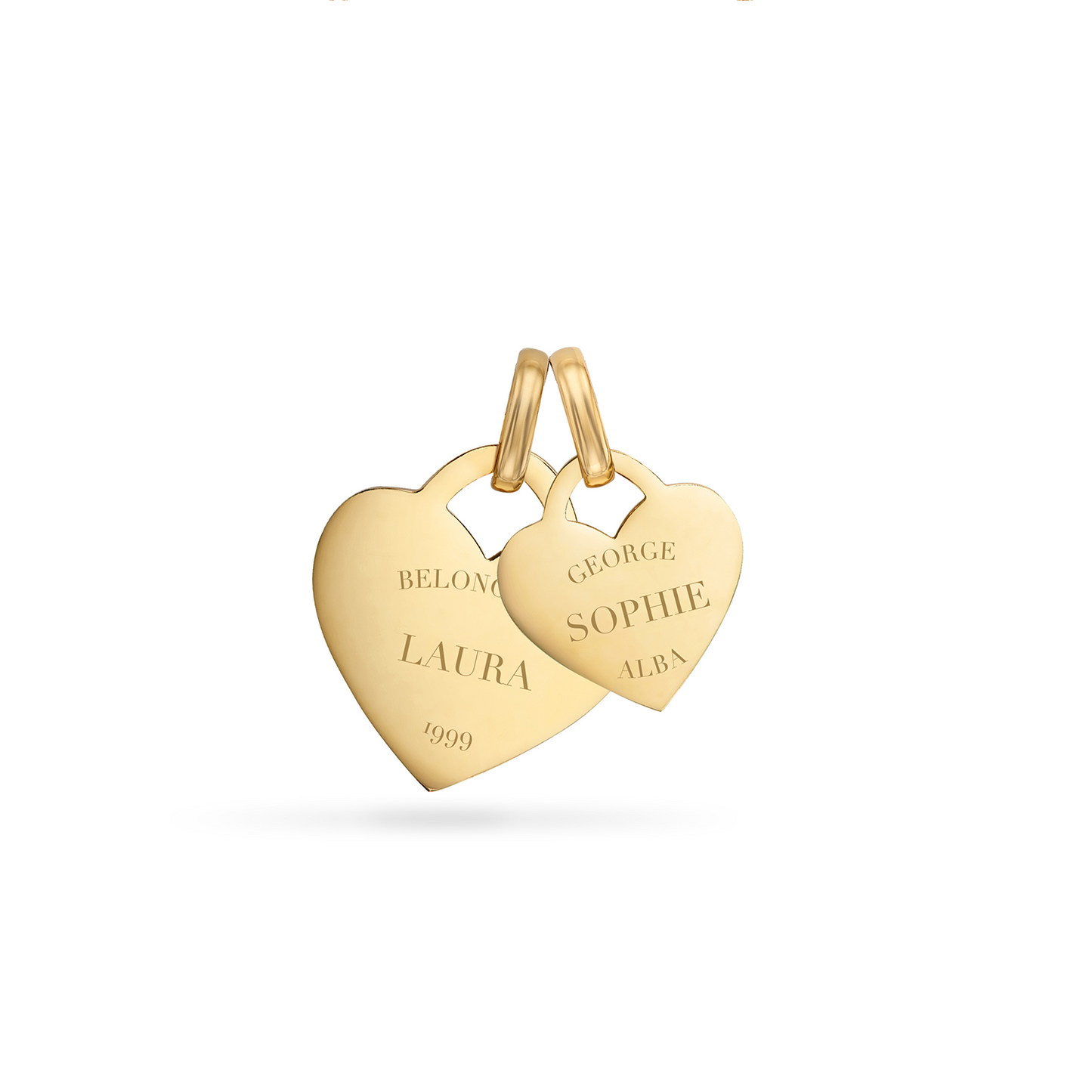 Double Heart Token Necklace (Gold)